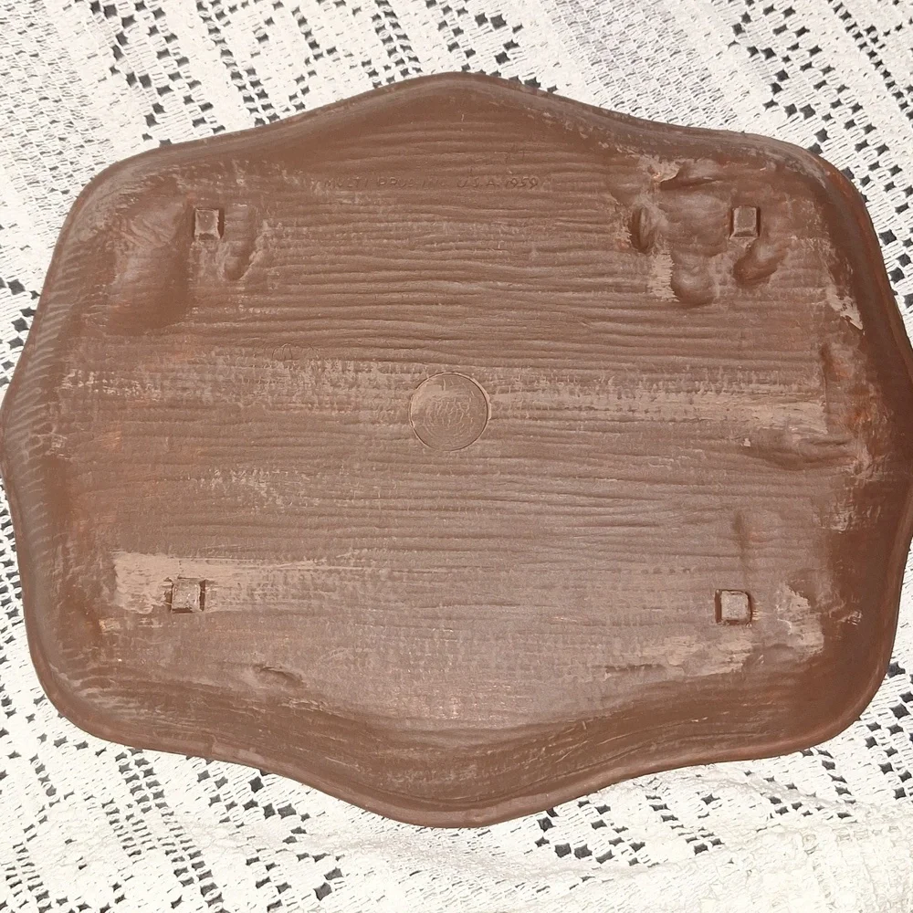 4 Seasons Faux Wood Syroco Carved Floral Tray Dish Multi Products Inc USA VTG